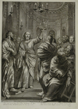 Грегуар Юре. Христос, беседующий со своими учениками. 1664. Лист VI из серии "Страсти Христовы". По собственному рисунку. Бумага, гравюра резцом