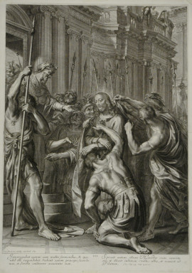 Грегуар Юре. Христос перед Иродом. 1664. Лист ХII из серии "Страсти Христовы". По собственному рисунку. Бумага, гравюра резцом