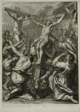 Грегуар Юре. Распятие Христа. 1664. Лист XVIII из серии "Страсти Христовы". По собственному рисунку. Бумага, гравюра резцом