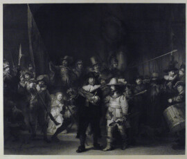 Йохан-Вильгельм Кайзер. Ночной дозор. 1866. По картине Рембрандта. Бумага, меццо-тинто.