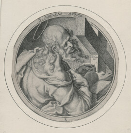 Захарий Долендо. Апостол Андрей. XVI век. По оригиналу Якоба де Гейна. Бумага, резец