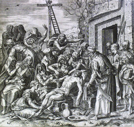 Питер ван дер Хейден. Снятие со креста. XVI век. Бумага, резец